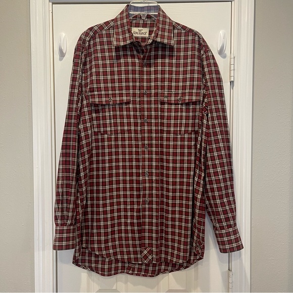 king ranch Other - King Ranch Two Pocket Button Up Shirt Men’s Med Red Plaid Cowboy Western Cotton